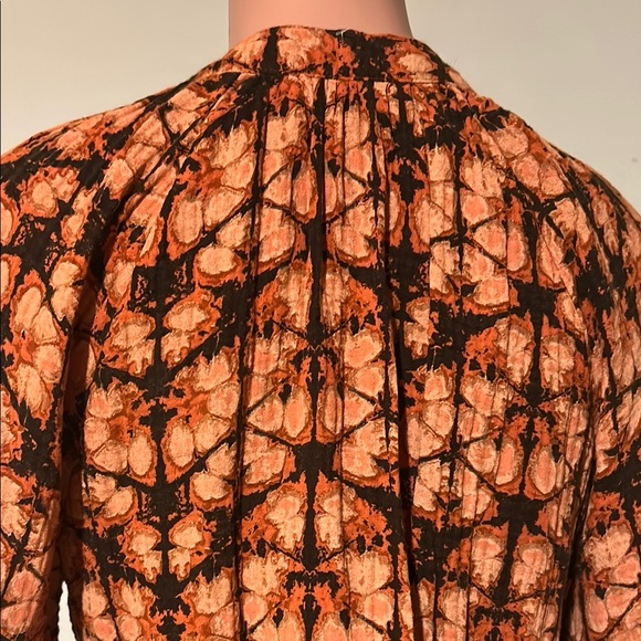 Anthropologie Porridge cotton long sleeve tie neck elastic waist shirt top Sz S - Picture 8 of 10